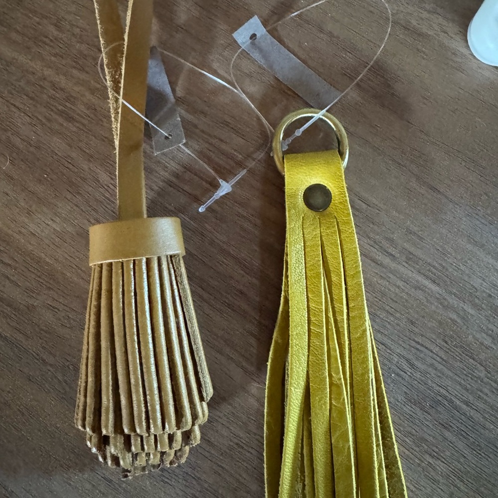 Elegant Yellow Leather Tassel Bag Accessory set